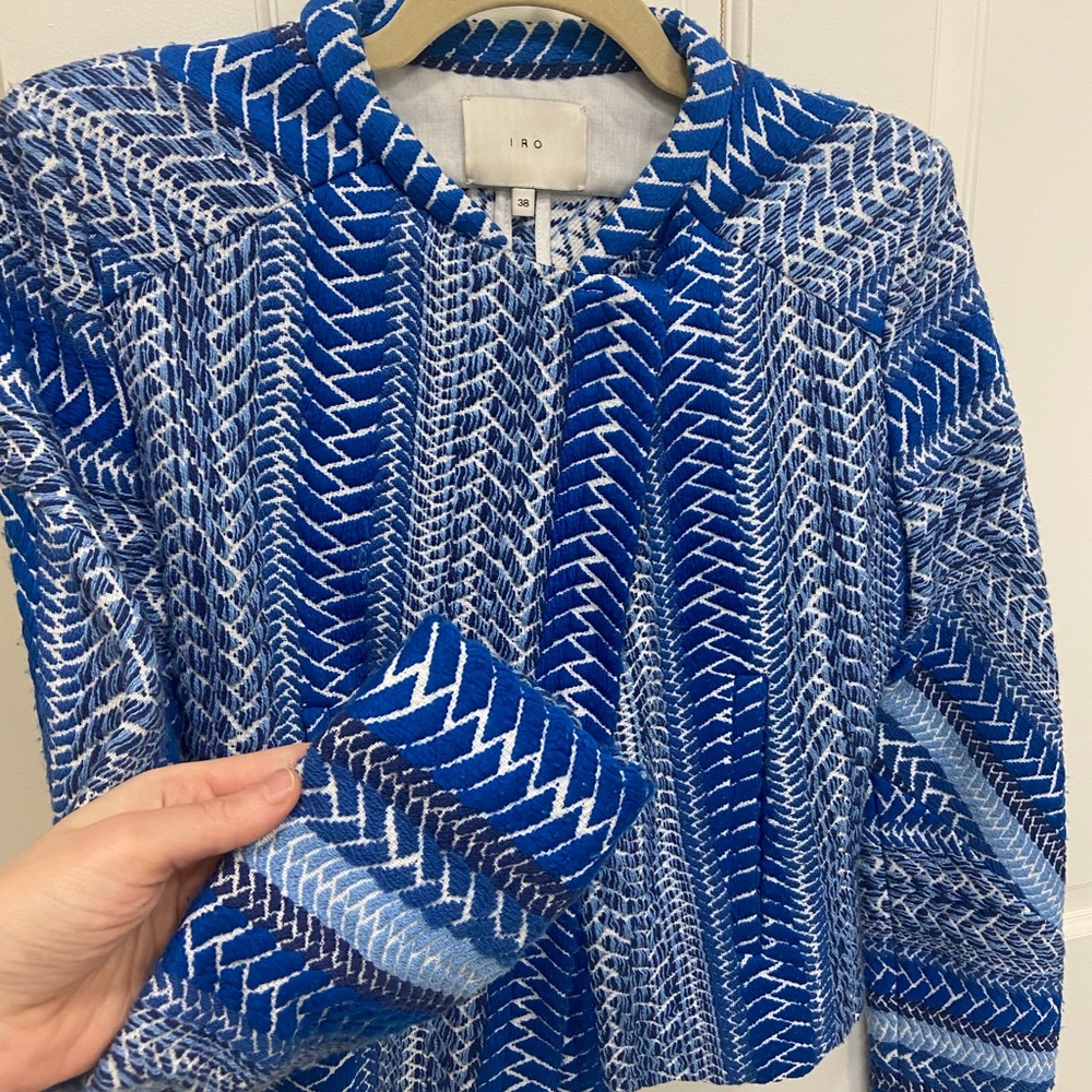 IRO Blue and White Patterned Jacket